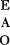A centered vertical sequence showing three characters in a column: lowercase "a" at the top, uppercase "E" in the middle, and uppercase "O" at the bottom, all in a serif font style.