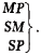 A table presenting three abbreviations in a vertical list: "MP" on top, followed by "SM," and "SP" at the bottom. Each abbreviation is in uppercase letters and separated by a small horizontal space.